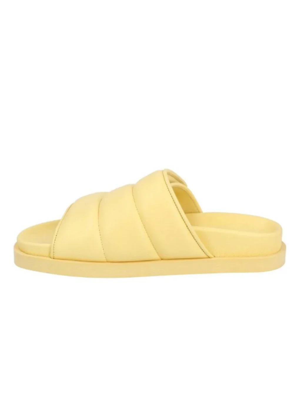 Gia Borghini Gia 3 Quilted Leather Slide Sandals Butter Yellow Adjustable NWT 7